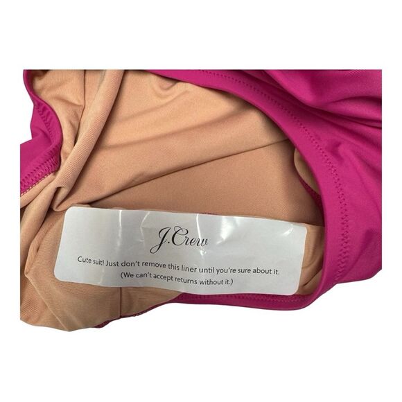 NWT J. Crew Radiant Fushia Roushed V Neck One Piece Bathing Suit Size 12 - Picture 6 of 8